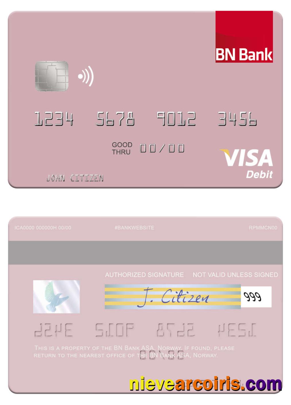 Norway BN Bank ASA visa debit card